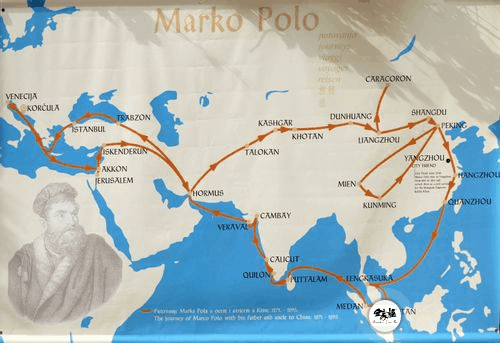 Map of Marco Polo's journey across Asia-Pac 